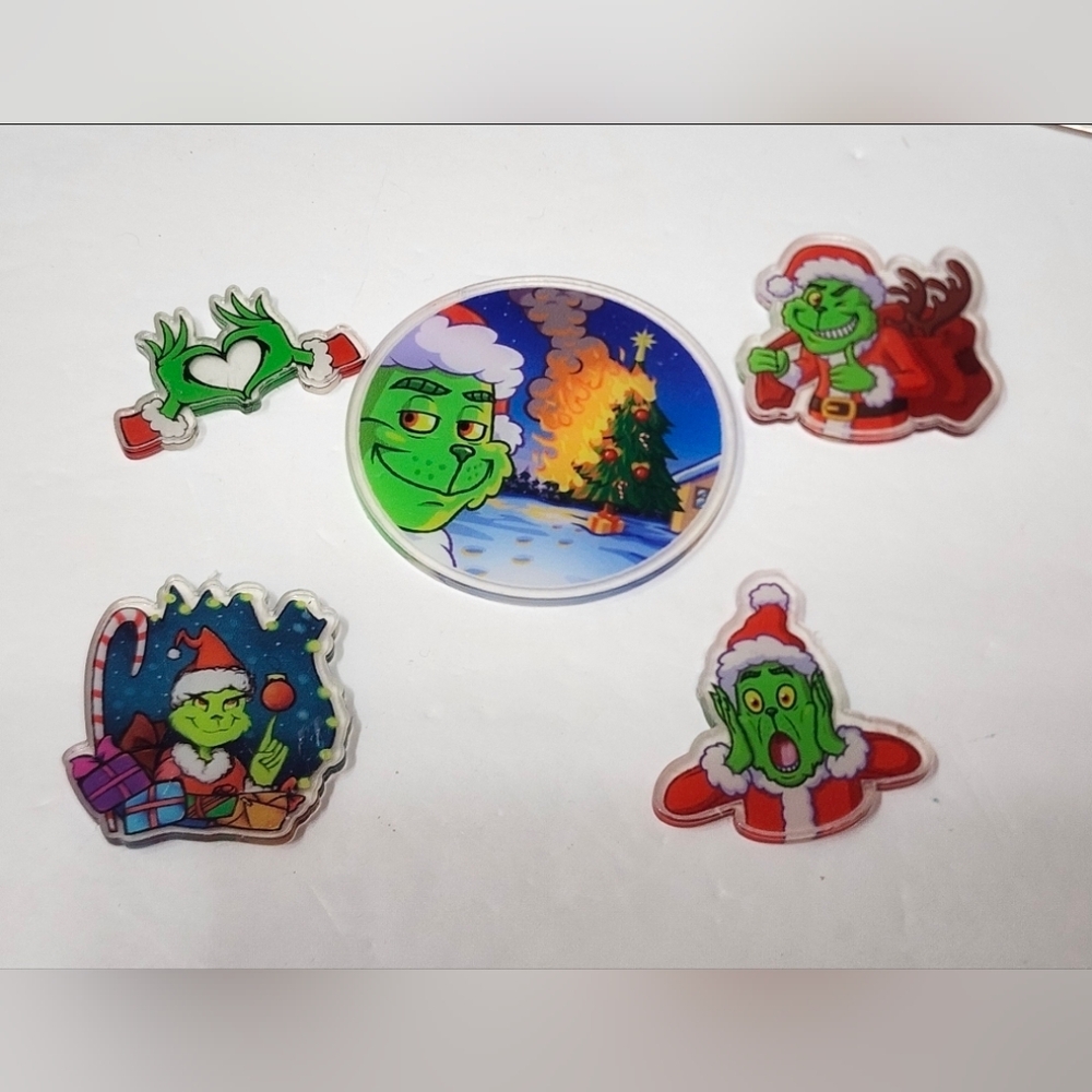 Xmas Acrylic Grin Green Monster Christmas Crafts‎ Magnet Badge Keychain Bag Clip
